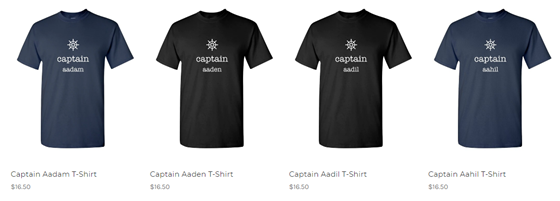 Real Original Content: Buy Captain T Shirt with Name